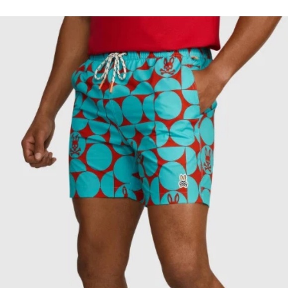 Psycho Bunny Bennett Swim Trunks Neon & Aqua Size 5XLT NWT - Picture 1 of 9
